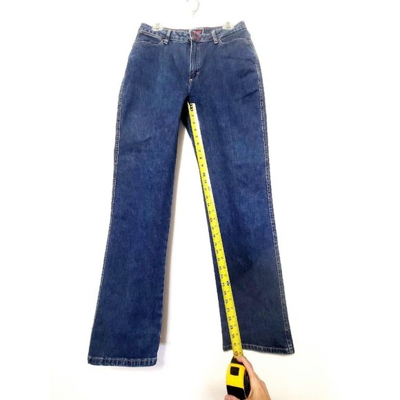 Vintage Wrangler Straight Leg Jeans Womens Size 11/12x32 High Rise Dark Wash - Picture 6 of 8